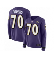 Women's Baltimore Ravens #70 Ben Powers Limited Purple Therma Long Sleeve Football Jersey