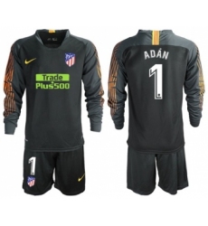 Atletico Madrid #1 Adan Black Goalkeeper Long Sleeves Soccer Club Jersey