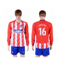 Atletico Madrid #16 Vrsaliko Home Long Sleeves Soccer Club Jersey