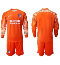 Atletico Madrid Blank Orange Goalkeeper Long Sleeves Soccer Club Jersey
