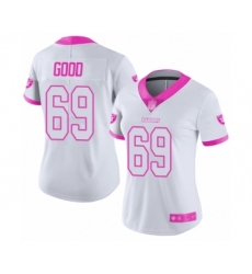 Women's Oakland Raiders #69 Denzelle Good Limited White Pink Rush Fashion Football Jersey