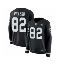 Women's Oakland Raiders #82 Luke Willson Limited Black Therma Long Sleeve Football Jersey