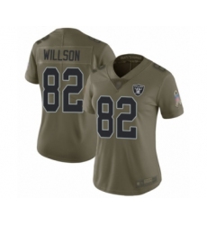 Women's Oakland Raiders #82 Luke Willson Limited Olive 2017 Salute to Service Football Jersey