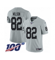 Youth Oakland Raiders #82 Luke Willson Limited Silver Inverted Legend 100th Season Football Jersey