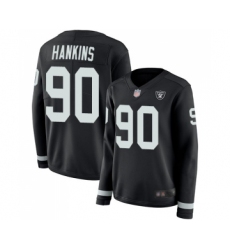 Women's Oakland Raiders #90 Johnathan Hankins Limited Black Therma Long Sleeve Football Jersey