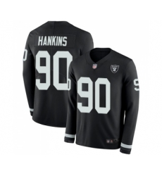 Youth Oakland Raiders #90 Johnathan Hankins Limited Black Therma Long Sleeve Football Jersey
