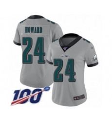 Women's Philadelphia Eagles #24 Jordan Howard Limited Silver Inverted Legend 100th Season Football Jersey