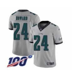 Youth Philadelphia Eagles #24 Jordan Howard Limited Silver Inverted Legend 100th Season Football Jersey