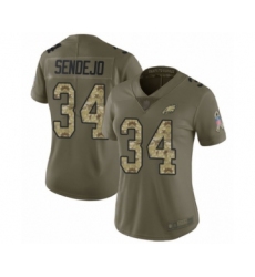 Women's Philadelphia Eagles #34 Andrew Sendejo Limited Pink Rush Fashion Football Jersey