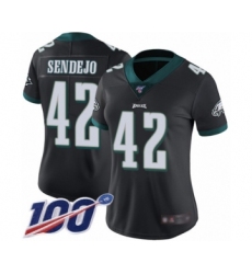 Women's Philadelphia Eagles #42 Andrew Sendejo Black Alternate Vapor Untouchable Limited Player 100th Season Football Jersey