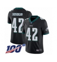 Youth Philadelphia Eagles #42 Andrew Sendejo Black Alternate Vapor Untouchable Limited Player 100th Season Football Jersey