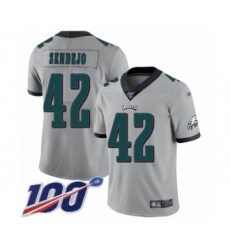 Youth Philadelphia Eagles #42 Andrew Sendejo Limited Silver Inverted Legend 100th Season Football Jersey