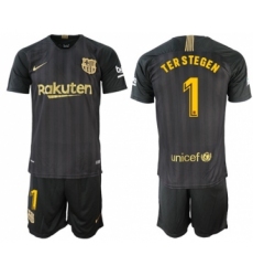 Barcelona #1 Ter Stegen Black Soccer Club Jersey