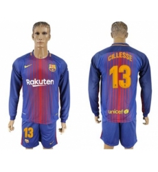 Barcelona #13 Cillesse Home Long Sleeves Soccer Club Jersey