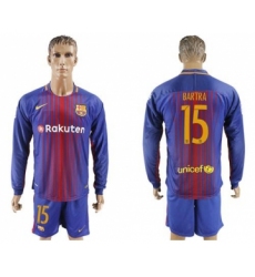 Barcelona #15 Bartra Home Long Sleeves Soccer Club Jersey
