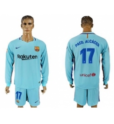 Barcelona #17 Paco Alcacer Away Long Sleeves Soccer Club Jersey