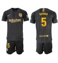 Barcelona #5 Sergio Home Long Sleeves Soccer Club Jersey