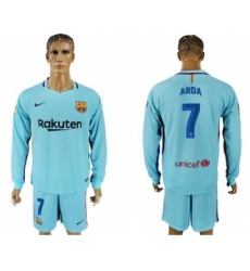 Barcelona #7 Arda Away Long Sleeves Soccer Club Jersey
