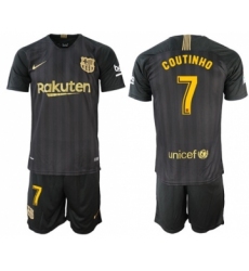 Barcelona #7 Coutinho Black Soccer Club Jersey