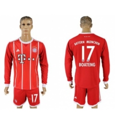 Bayern Munchen #17 Boateng Home Long Sleeves Soccer Club Jersey