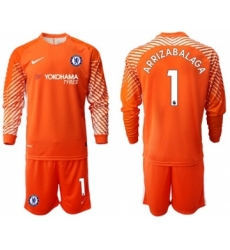 Chelsea #1 Arrizabalaga Orange Goalkeeper Long Sleeves Soccer Club Jersey