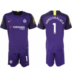 Chelsea #1 Arrizabalaga Purple Goalkeeper Soccer Club Jersey