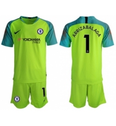 Chelsea #1 Arrizabalaga Shiny Green Goalkeeper Soccer Club Jersey
