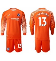 Chelsea #13 Caballero Orange Goalkeeper Long Sleeves Soccer Club Jersey
