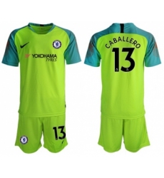 Chelsea #13 Caballero Shiny Green Goalkeeper Soccer Club Jersey