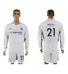 Chelsea #21 Matic Away Long Sleeves Soccer Club Jersey