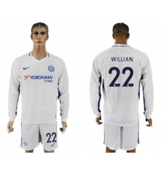 Chelsea #22 Willian Away Long Sleeves Soccer Club Jersey