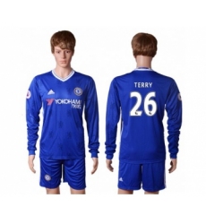 Chelsea #26 Terry Home Long Sleeves Soccer Club Jersey