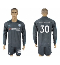 Chelsea #30 David Luiz Sec Away Long Sleeves Soccer Club Jersey