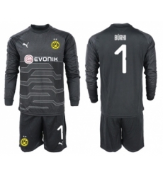 Dortmund #1 Burki Black Goalkeeper Long Sleeves Soccer Club Jersey