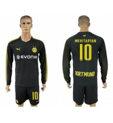 Dortmund #10 Mkhitaryan Away Long Sleeves Soccer Club Jersey