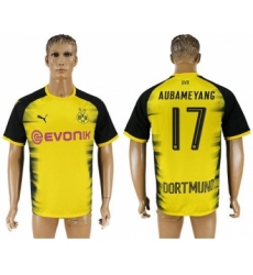 Dortmund #17 Aubameyang Yellow Soccer Club Jersey