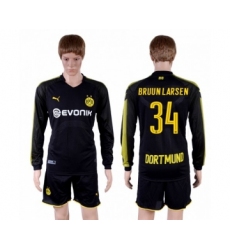 Dortmund #34 Bruun Larsen Away Long Sleeves Soccer Club Jersey
