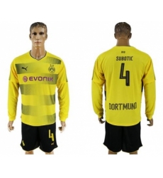Dortmund #4 Subotic Home Long Sleeves Soccer Club Jersey