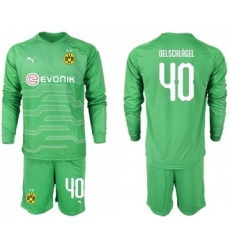 Dortmund #40 Oelschlagel Green Goalkeeper Long Sleeves Soccer Club Jersey
