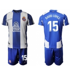 Espanyol #15 David Lopez Home Soccer Club Jersey