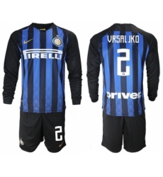 Inter Milan #2 Vrsaljko Home Long Sleeves Soccer Club Jersey
