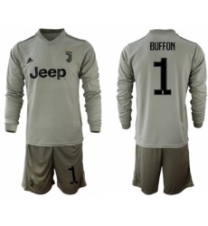 Juventus #1 Buffon Away Long Sleeves Soccer Club Jersey