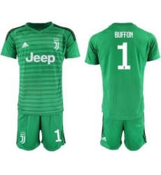 Juventus #1 Buffon Green Goalkeeper Soccer Club Jersey