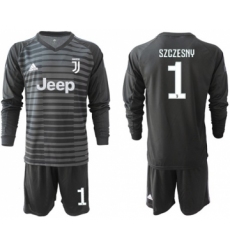 Juventus #1 Szczesny Black Goalkeeper Long Sleeves Soccer Club Jersey
