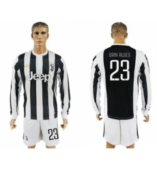 Juventus #23 Dani Alves Home Long Sleeves Soccer Club Jersey