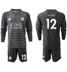 Leicester City #12 Ward Black Goalkeeper Long Sleeves Soccer Club Jersey
