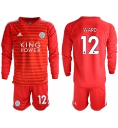 Leicester City #12 Ward Red Goalkeeper Long Sleeves Soccer Club Jersey
