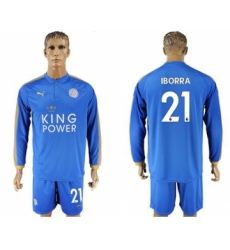 Leicester City #21 Iborra Home Long Sleeves Soccer Club Jersey