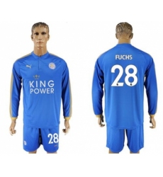 Leicester City #28 Fuchs Home Long Sleeves Soccer Club Jersey
