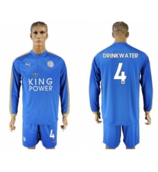 Leicester City #4 Drinkwater Home Long Sleeves Soccer Club Jersey